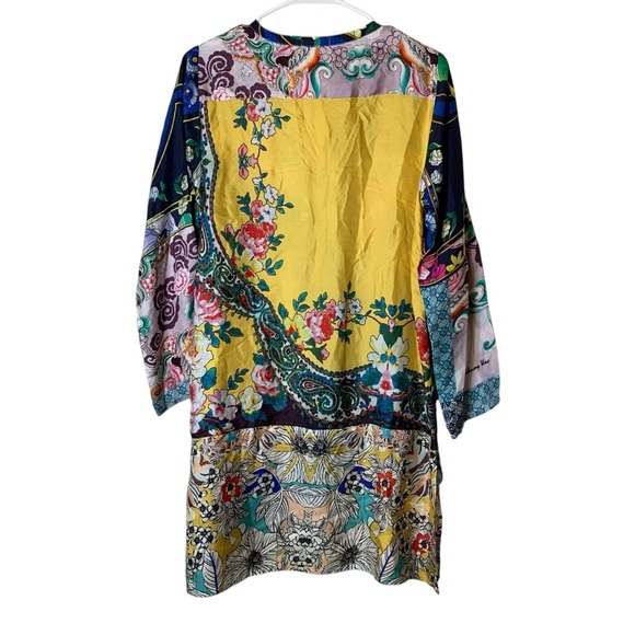 Johnny Was Silk Artsy Button Up Colorful Floral Tunic Size PS Asian Art To Wear - Picture 4 of 11